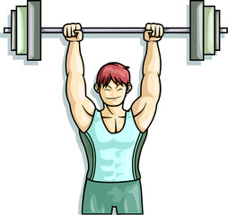 Fototapeta premium man was exercise with Steel barbell
