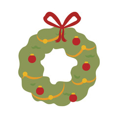 merry christmas crown with spheres and bow vector design