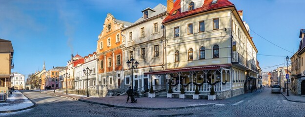 Naklejka premium The old street of Kamianets-Podilskyi, Ukraine
