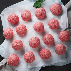 Fresh raw meatballs with herbs