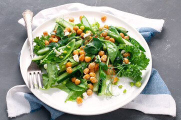 Chickpea salad with vegan cheese