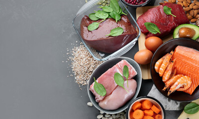 Healthy sources of zinc. Healthy eating and diet concept