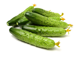 Green cucumber on the white background