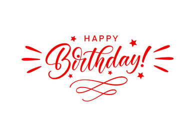 Happy Birthday handwritten text for design greeting card, postcard, poster, banner. Hand lettering for use in print design.