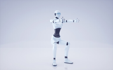 Fototapeta premium 3d rendering Future artificial intelligence robot and cyborg