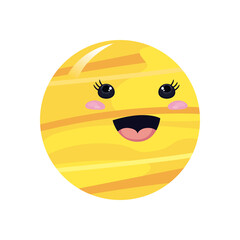 yellow kawaii planet vector design