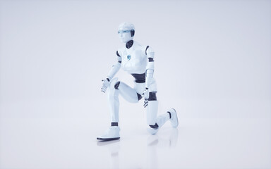 Fototapeta premium 3d rendering Future artificial intelligence robot and cyborg