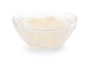 Longan syrup in glass on white background.