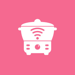 smart cooker icon, steamer, crock-pot vector
