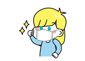 感染症対策　対策バッチリな白人の女の子