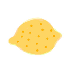 Cute Illustration of Lemon; Doodle style icon, Hand drawn vector illustration like watercolor