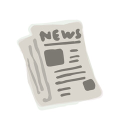 Cute Illustration of Newspaper; Doodle style icon, Hand drawn vector illustration like watercolor