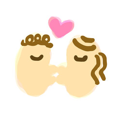 Cute Illustration of Kiss; Doodle style icon, Hand drawn vector illustration like watercolor