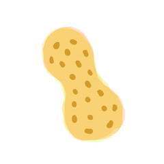 Cute Illustration of Peanut; Doodle style icon, Hand drawn vector illustration like watercolor