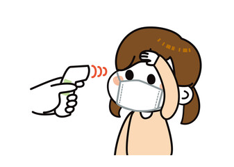 感染症対策　検温してもらう女の子