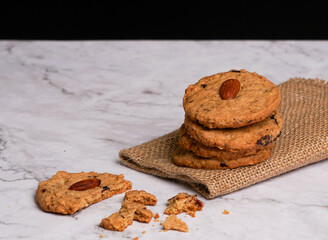 Homemade Almond cookies on a shabby  
