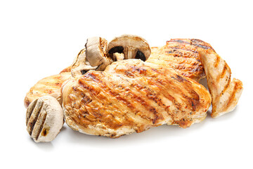 Cooked chicken fillet on white background