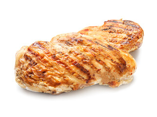 Cooked chicken fillet on white background
