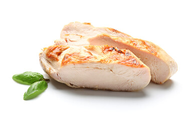 Cooked chicken fillet on white background
