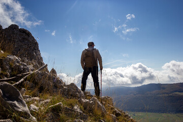 hiker on the top of a mountain in matese park