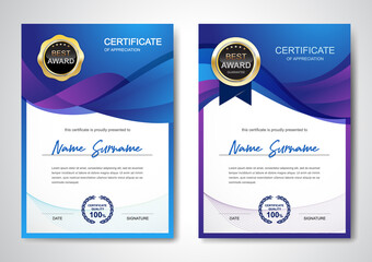 Certificate template clean and modern for diploma, official or different awards Vector illustration