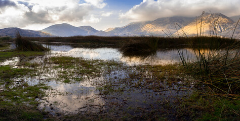 Fototapeta premium Matese mountains and lake highest karst lake in Italy