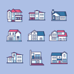 Fototapeta premium house line and fill style icons collection vector design