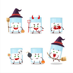 Halloween expression emoticons with cartoon character of glass of milk