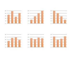 棒グラフのイラストのセット／アイコン／データ／分析／上がる／下がる／成長／ビジネス