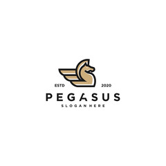 Pegasus logo with modern line art concept, horse, run, fast, farm, Premium Vector