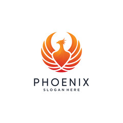 Phoenix logo with modern gradient style, wing, eagle,concept, Premium Vector