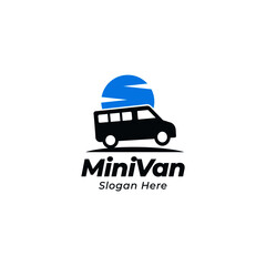 Mini Van Travel Logo illustration in vintage style. minivan vector symbol editable file © hilda