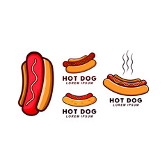 Hot-dog fast food. Label, icon and logo for cafe. Vector illustration