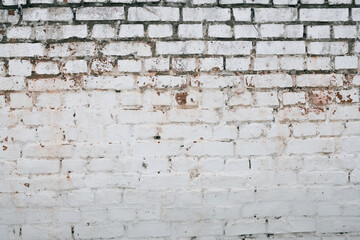 Old brick wall covered in white paint