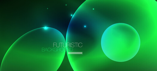 Neon ellipses abstract backgrounds. Shiny bright round shapes glowing in the dark. Vector futuristic illustrations for covers, banners, flyers and posters and other