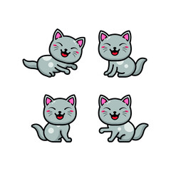 Vector illustration character design outline of cat.Draw doodle style.