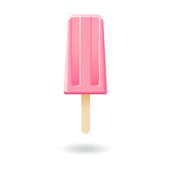 Pink strawberry ice cream stick or popsicle mockup template.