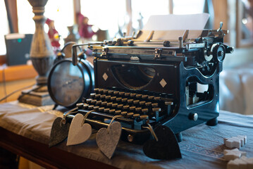 Vintage typewriter close up home decor.