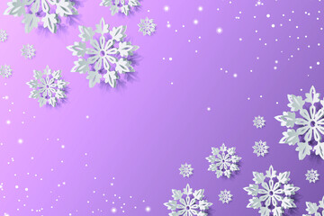 3D High Quality Origami Merry Christmas and Happy New Year Background with Falling Snow . Isolated Vector Elements