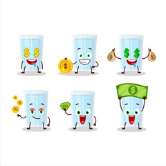 Glass of water cartoon character with cute emoticon bring money