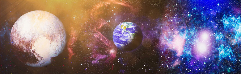 Planet Earth in dark outer space. View of the earth from the moon. Elements of this image furnished...