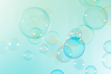 Beautiful abstract colorful transparent soap bubbles float texture background. freshness natural background.