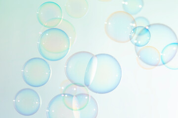 Beautiful abstract colorful soap bubbles float texture background. freshness natural summer background.