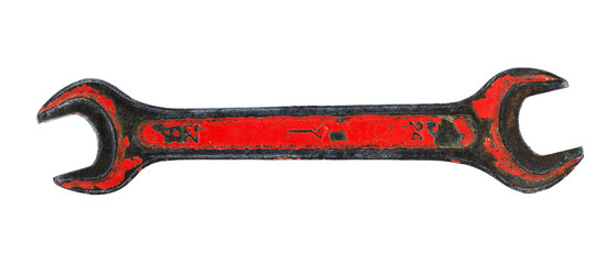 Vintage spanner isolated on white background