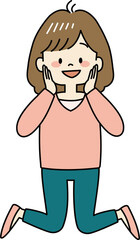 嬉しくてジャンプする女性（全身）