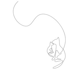 Cat drawing on white background, vector illustration