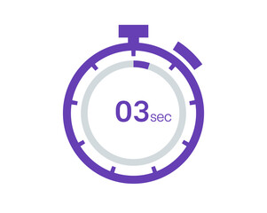 Timer 3 sec icon, 3 seconds digital timer. Clock and watch, timer, countdown