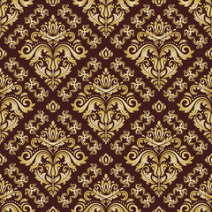 Classic seamless pattern. Damask orient golden ornament. Classic vintage background. Orient ornament for fabric, wallpaper and packaging