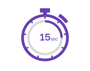 Timer 15 sec icon, 15 seconds digital timer. Clock and watch, timer, countdown