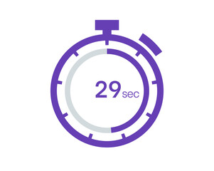 Timer 29 sec icon, 29 seconds digital timer. Clock and watch, timer, countdown